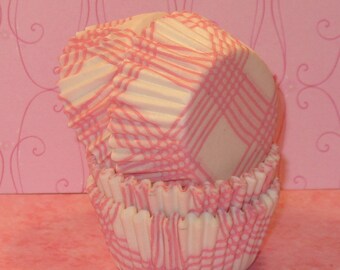 MINI Pink and White Plaid Cupcake Liners (45)