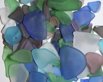 1 lb) Jewelry grade sea glass, free shipping, craft ready bulk sea glass, machine tumbled sea glass, assorted colors sea glass, S