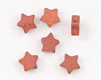 Red Jasper Star Beads (Side Drilled) - Set of 6