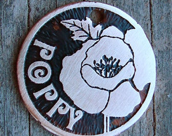 Dog ID Tag, Poppies Pet Tag, Flowers Dog Tag, Custom Pet ID Tag, 1 inch