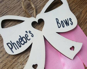 Handmade personalised hair bow holder, hair clip holder