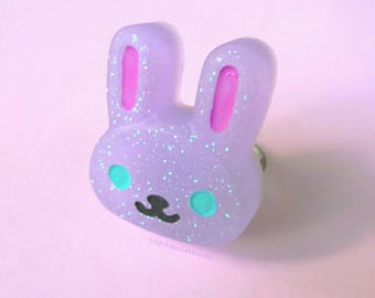 Kawaii Purple Bunny Ring- Kawaii-Fairy Kei-Sweet Lolita-Pastel Goth -Creepy Cute