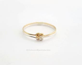 Double Love Knot Ring Sterling Silver Gold Filled