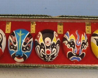 Chinese Beijing Opera Masks Hand Painted Set of 5