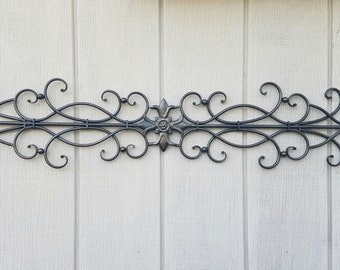Wrought Iron Wall Art / Metal Wall Art / Large Metal Wall Art / Large Wrought Iron Wall Decor / Metal Wall Decor / Fluer de lis Wall Decor