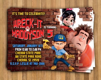 DIGITAL FILE - Wreck It Ralph Invitation - Wreck It Ralph Birthday Party Invitation - Wreck It Ralph Printables - Ralph Invitation