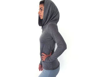 On sale 30%!! Cowl neck longsleeve top - hooded top - yoga top - dance wear - workout - athleisure - longsleeve yoga top - outdoor wear