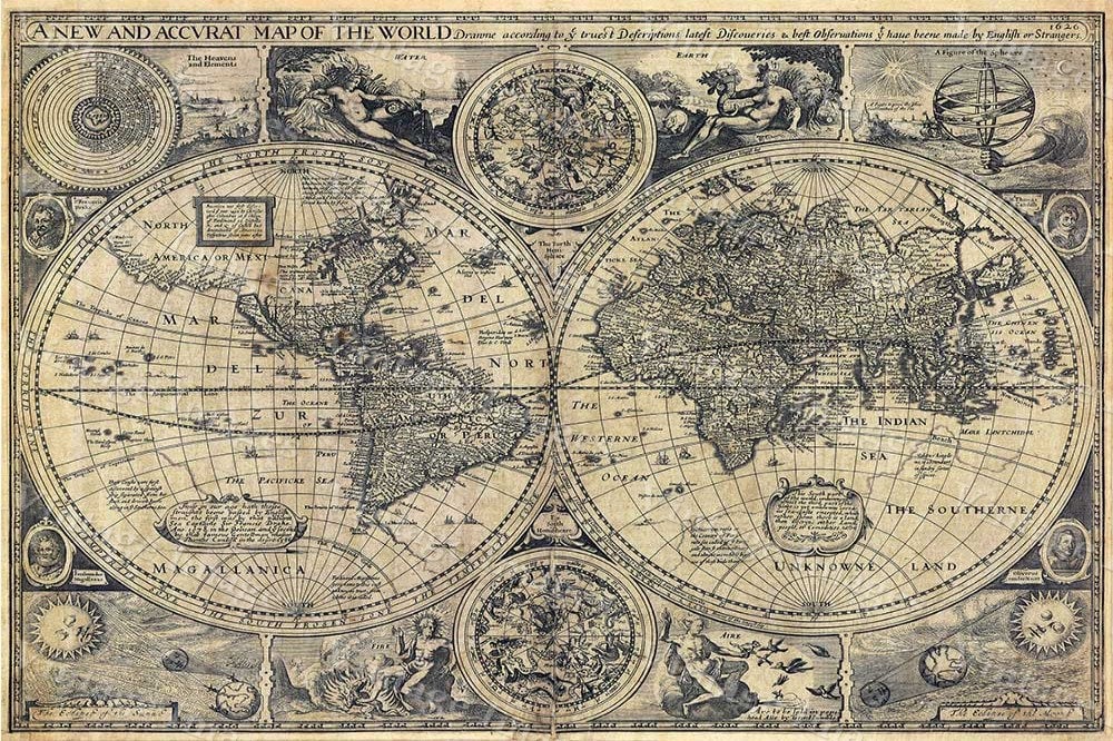 Vintage Old World Map 1626 Old Map Antique Restoration Decorator Style   Il Fullxfull.581042745 Gz06 