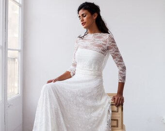 Vintage wedding dress, wedding dress, lace wedding dress, romantic bridal gown, vintage style wedding dress, long sleeve lace wedding dress