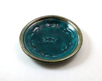 CAT triple MOON Offering bowl Handmade Raku Pottery