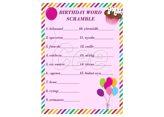 Birthday Party Game Party Game For Girl Printable Birthday