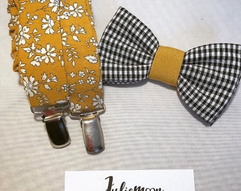 All straps and bow tie mustard gingham men liberty