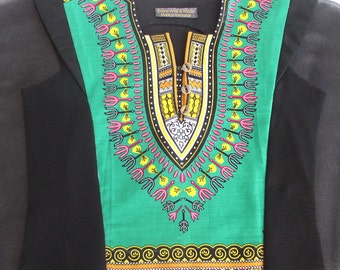 Blouse "bad"/silk-shiffon/high fashion/airy/cotton/summer/luftig/africa/black -green-yellow/shirt/pad/boho/noble by ELENAMODA.
