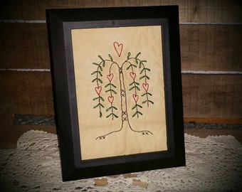 Hearts in the Willow Primitive Stitchery
