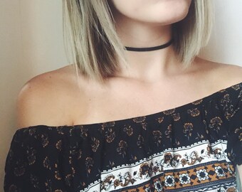 Leather Choker Black Leather Choker Leather Choker Necklace Thin Black Choker Bohemian Choker Skinny Leather Choker Necklace
