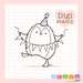 Celebration Penguin Digital Stamp for Card Making, Paper Crafts, Scrapbooking, Hand Embroidery, Invitations, Stickers, Cookie Decorating