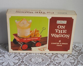 Vintage Elpo On The Wagon Coaster N Snack Trays Set of 4