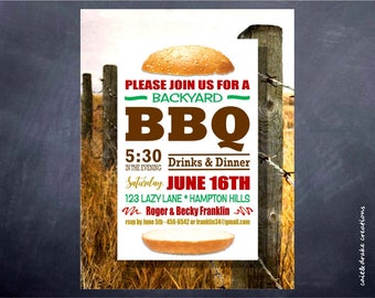 Backyard BBQ Barbeque Summer Party Invitation Digital Printable!