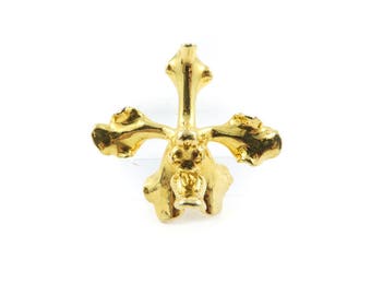 Vintage Orchid Brooch, 22K Gold Plate