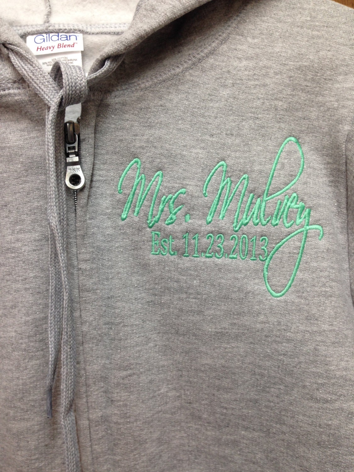 Personalized Embroidered Monogrammed Full Zip Jacket. Left