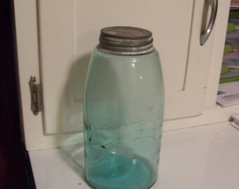 Ball Canning Jar-Large size-Green Glass-Zinc Lid