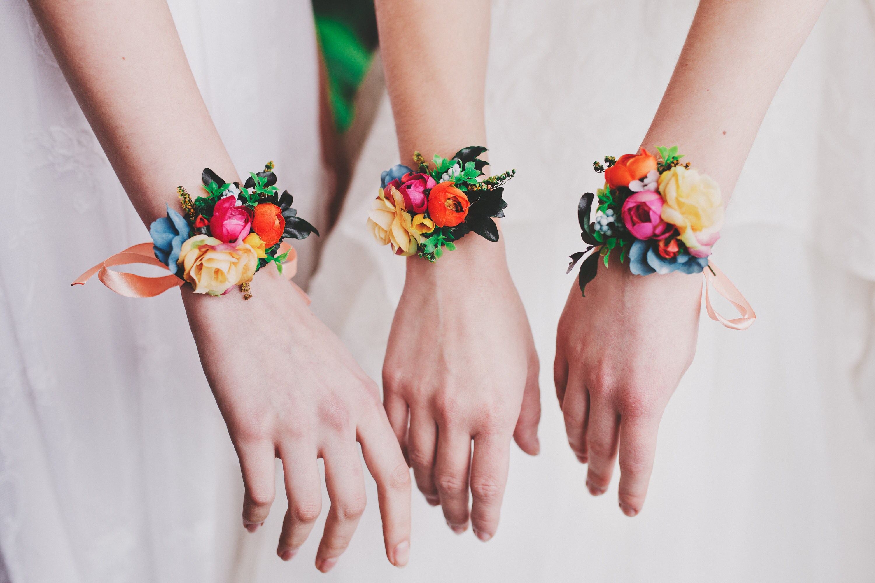 Colorful flower bracelet Summer wedding bracelet Floral
