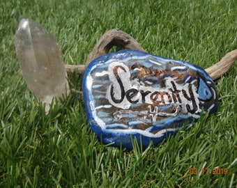 Hand painted Oregon garden river rock. Inspriational word rock, garden decoration, can customize, blue and white rock, great gift for anyone