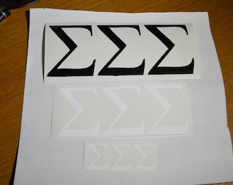 Sigma Sigma Sigma - Greek Letters. (Tri-Sigma) self-adhesive vinyl decals, perfect for cars, laptops, cups and more.