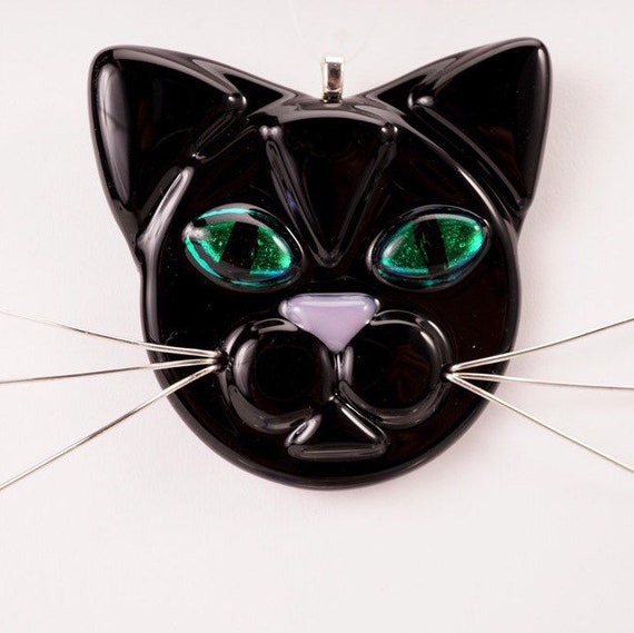 murano glass black cat