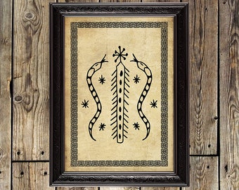Damballah, Great Snake, snake print, serpent, voodoo, veve, voodoo print, voodoo poster, Loa, snake poster, pagan God, voodoo sign, magic,14