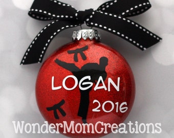 Karate Personalized Ornament; Martial Arts Christmas Ornament; Taekwondo Personalized Ornament; Black Belt Ornament