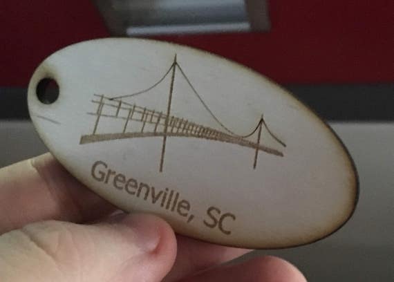 Laser Engraved Greenville Keychain Tag