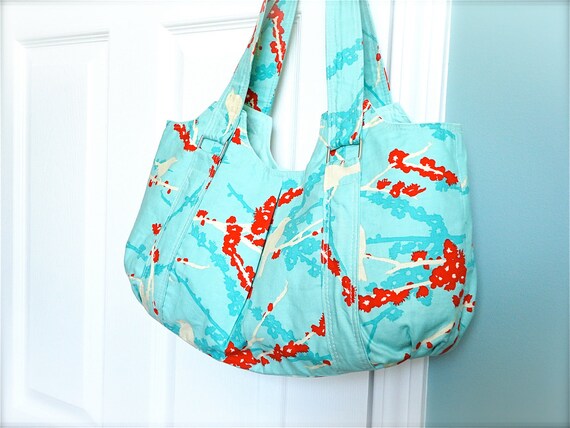 Sale - Everyday Purse - Large Tote - Shoulder Purse - Blue Purse - Shoulder Bag - Joel Dewberry Turquoise Purse
