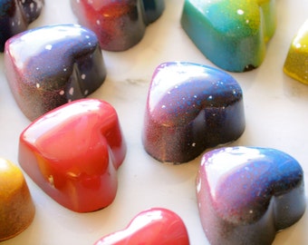 Chocolate Truffle box, featured on BuzzFeed, 9 pcs hand painted Chocolates filled with fruit ganache, hazelnut praline, caramel