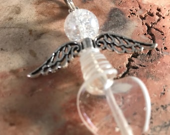 Crystal Guardian Angel Keychain