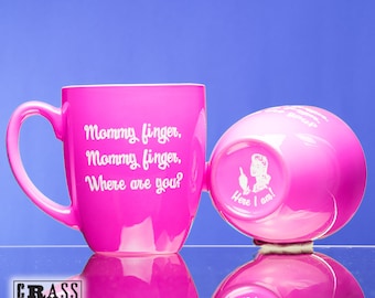 Mommy finger, Mommy finger, Where are you? pink coffee mug - nursery rhyme - Here I am - gift for new mom - mommy finger song - stressed mom
