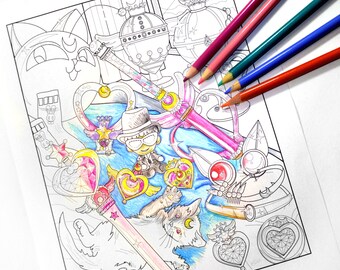 Sailor Chibi Moon Fan Art Coloring Sheet Printable Print Instant Download Pdf