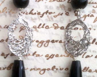 Black Onyx and Silver earrings