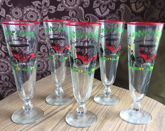 Libbey Glass - Horseless Carriage - Buick Model C 1905 Pilsner Glasses - Set of 5