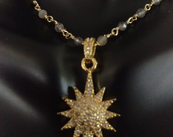 Pave sunburst necklace
