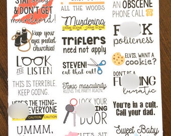 My Favorite Murder Quote Stickers - Mature - MFM Podcast Stickers - True Crime Planner Stickers - Funny Quotes Stickers - SSDGM - Murderino