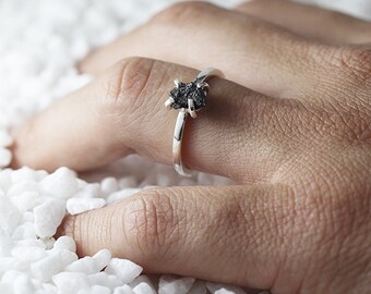 Uncut Diamond Ring Raw Diamond Ring Rough Diamond Ring Black Diamond Ring Diamond Ring Rough Diamond Natural Diamond Ring Raw Stone Ring