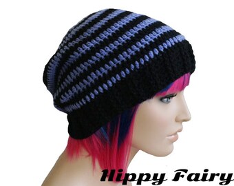 Punk rock , scene emo,Slouch beanie, punk hat, womans crochet hat, pastel goth, gothic hat.