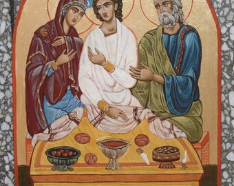 Orthodox icon "Holy Family", Byzantine icon,Religious art,handpainted icon,greek icon,32x22cm