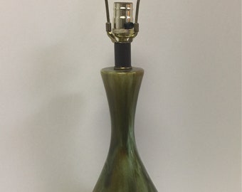 Mid Century Ceramic Table Lamp in Glaze Green