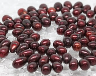 Deep Red Maroon Freshwater Potato Pearls - 7 MM