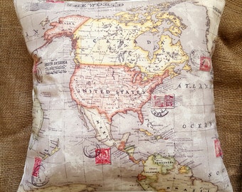 Atlas World Map 16" Cushion Cover