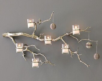 Tree Branch Candle Holder Tree Branch Decor Glass Votive Candle Holder Manzanita Tree Candle Holder Rustic Tree Branch Wall Candle Holder