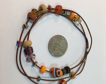 3 Times Wrap Bracelet on Leather