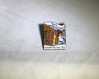 Vintage-Pin-Lapel-Squaw Valley-USA-Skiing-Jewelry-Accessories-Collectibles
